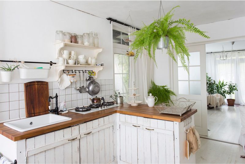 white color in the country kitchen