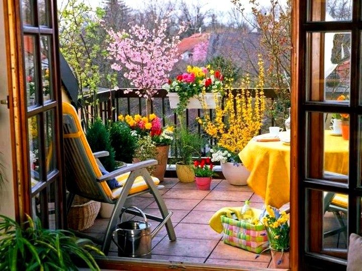 balcony design with flowers