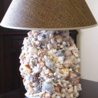 decor from shells on a floor lamp