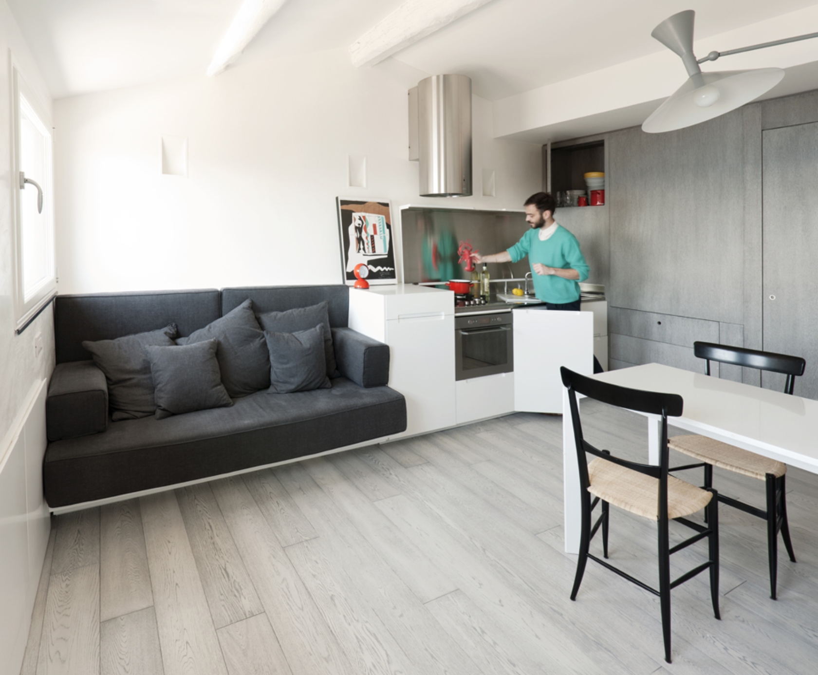 kitchen design in a studio apartment