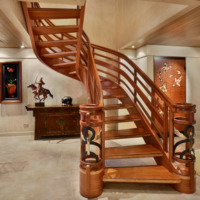 escalier design dans une maison en bois photo