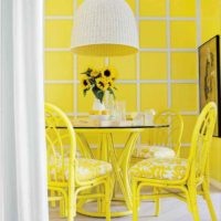 the option of using light yellow in the design of the apartment photo