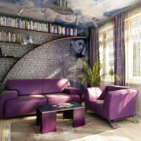 An example of applying a bright lilac color in the decor picture
