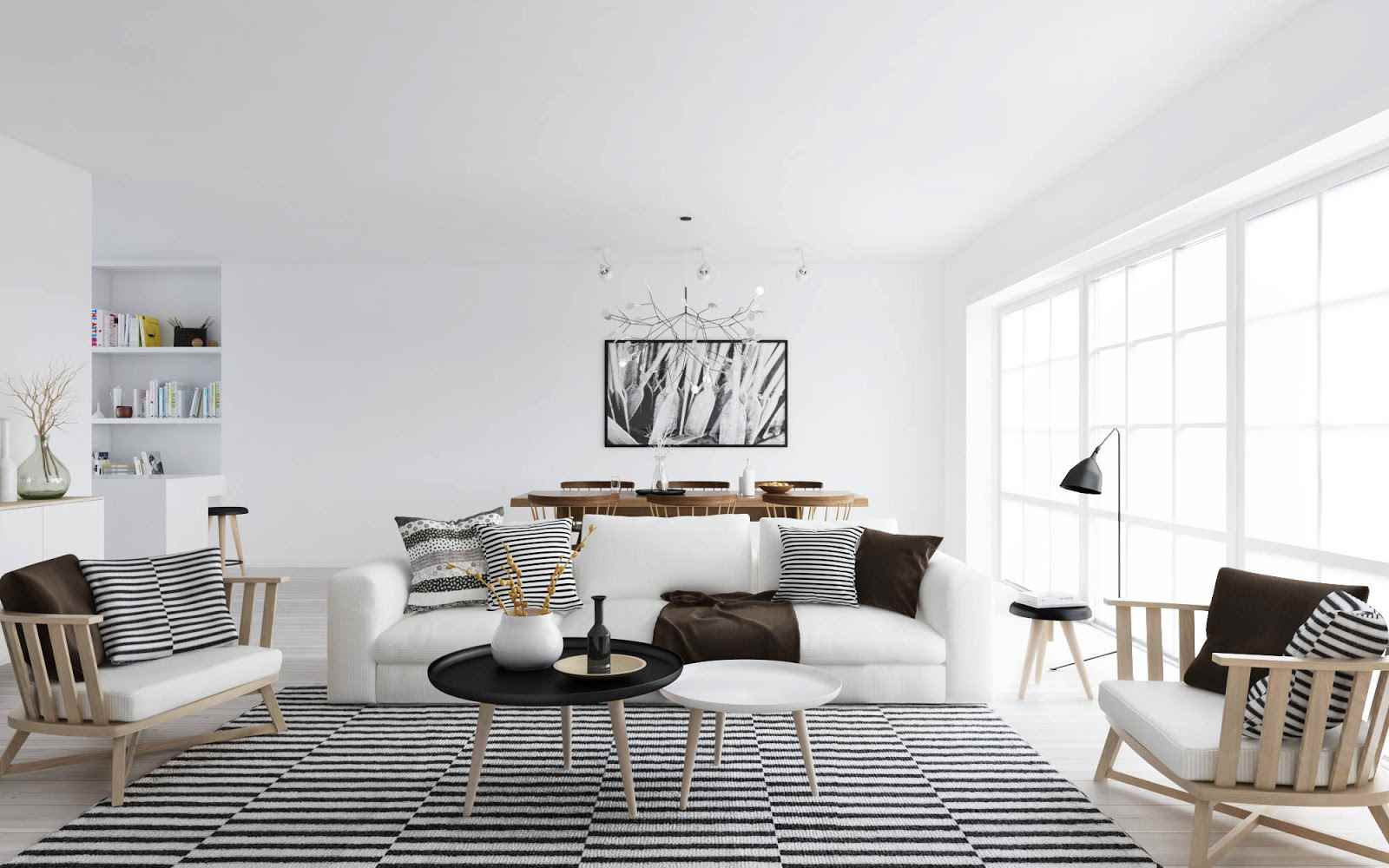 An example of using a bright Scandinavian style in the interior