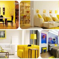 application of beautiful yellow in the decor of the apartment photo