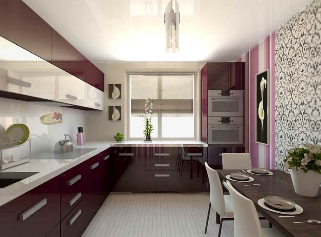 the idea of ​​a bright kitchen design of 12 sq.m