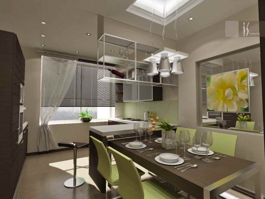 option of a bright kitchen interior 13 sq.m