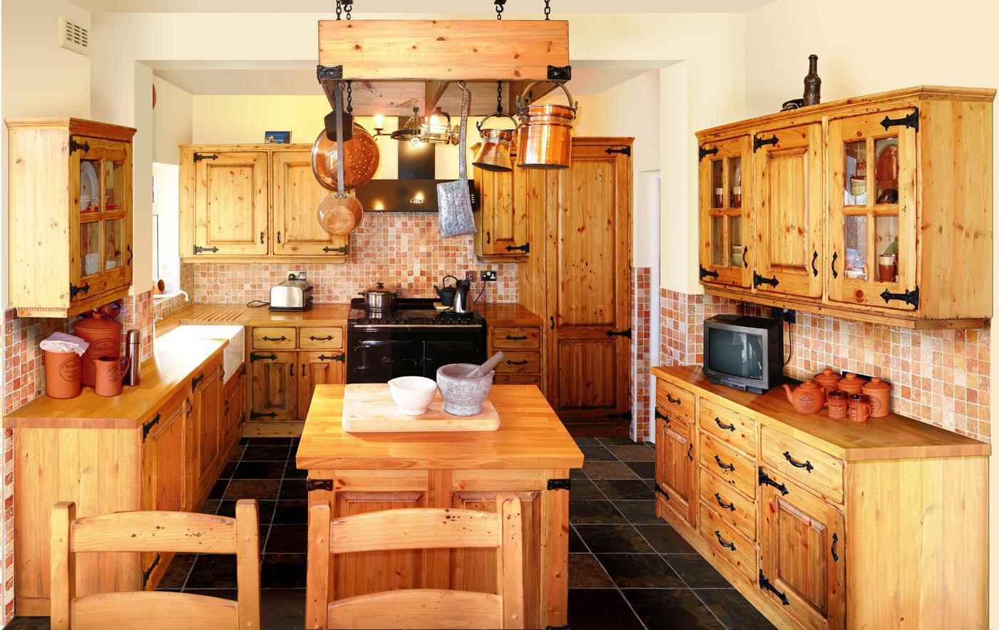 an example of an unusual design of a rustic kitchen