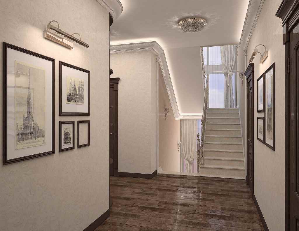example of an unusual design of a hallway in a private house