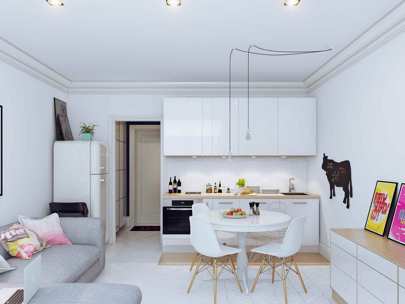the idea of ​​an unusual interior of the kitchen is 10 sq.m. n series 44