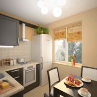 An example of a bright style of a kitchen 12 sq. m picture