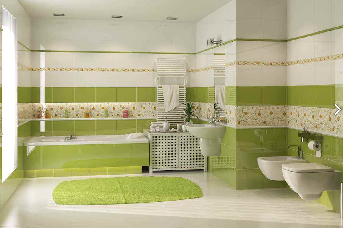 An example of an unusual interior tile laying in the bathroom