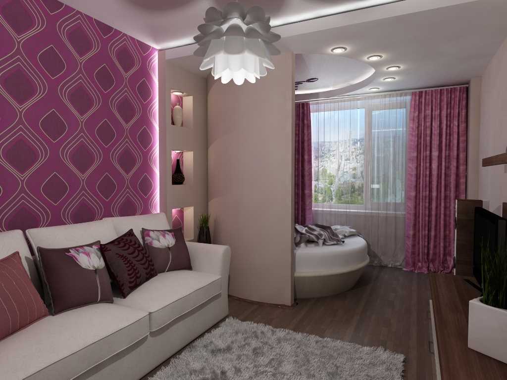 An example of a beautiful bedroom living room interior
