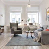 version of the bright interior of the apartment in the Scandinavian style photo
