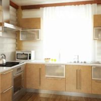 the idea of ​​a beautiful kitchen decor in a wooden house picture