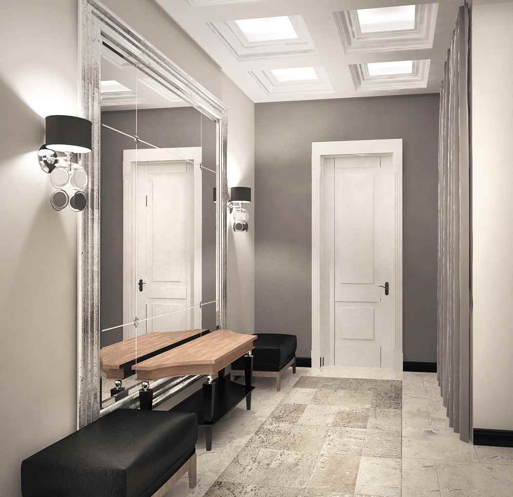 an example of a light design of a hallway with mirrors