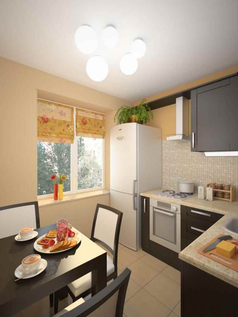 the idea of ​​a beautiful style kitchen 7 sq.m