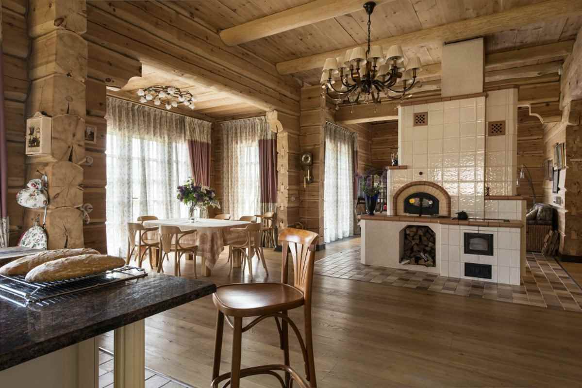 the idea of ​​using an unusual Russian stove in a modern decor
