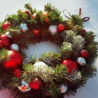 do-it-yourself version of the bright design of a Christmas wreath photo