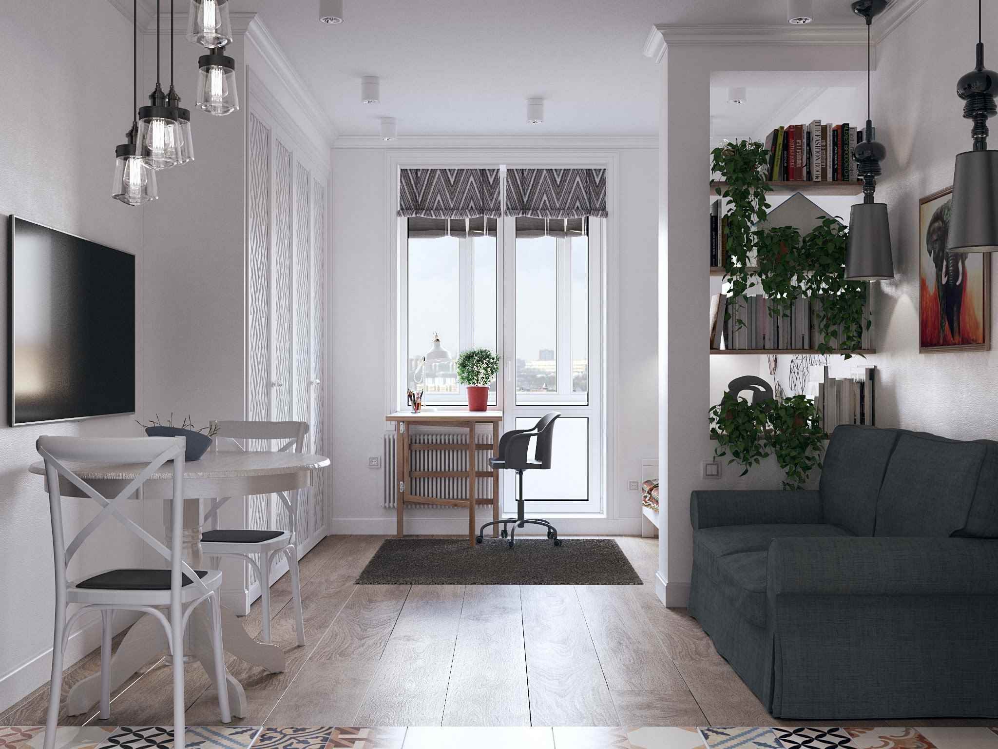 An example of a beautiful studio apartment decor of 26 square meters