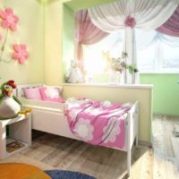 An example of a bright style of a children's room for a girl photo