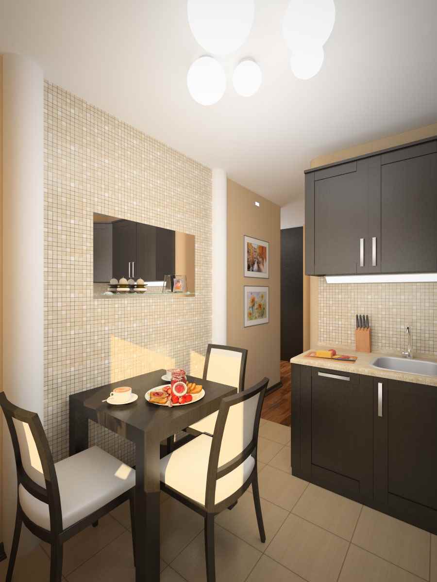 An example of a bright kitchen design 7 sq.m