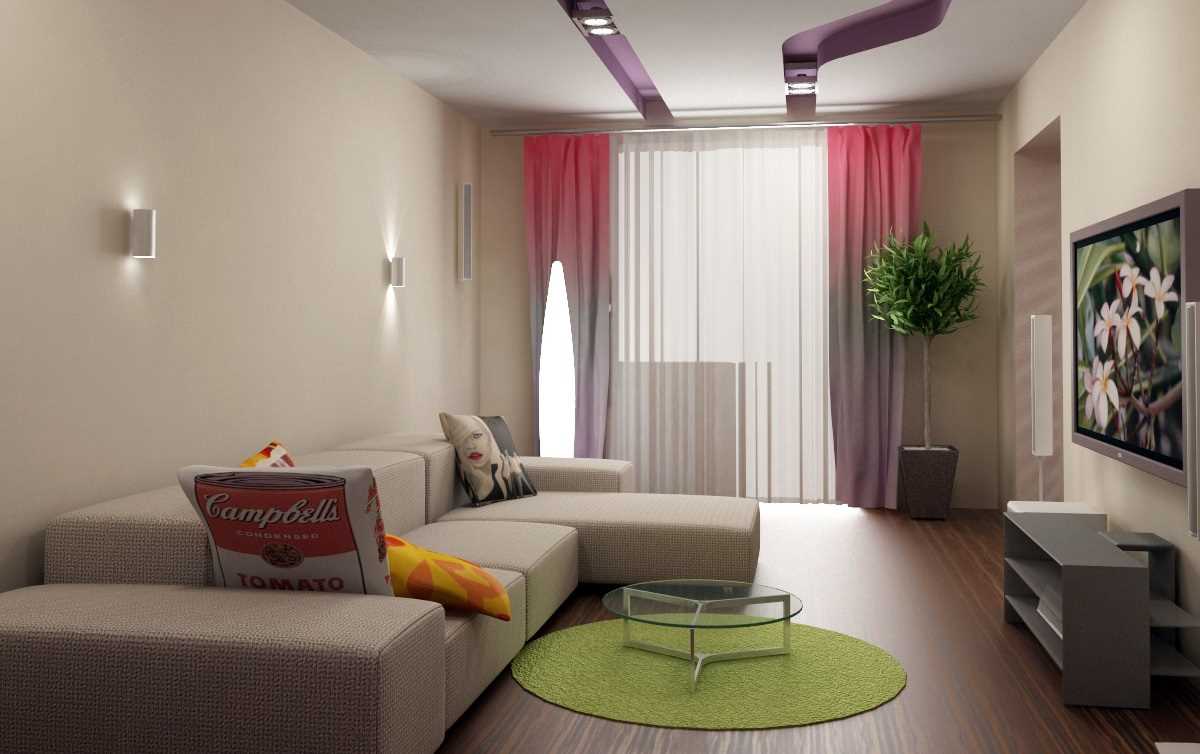 the idea of ​​an unusual decor of the living room bedroom