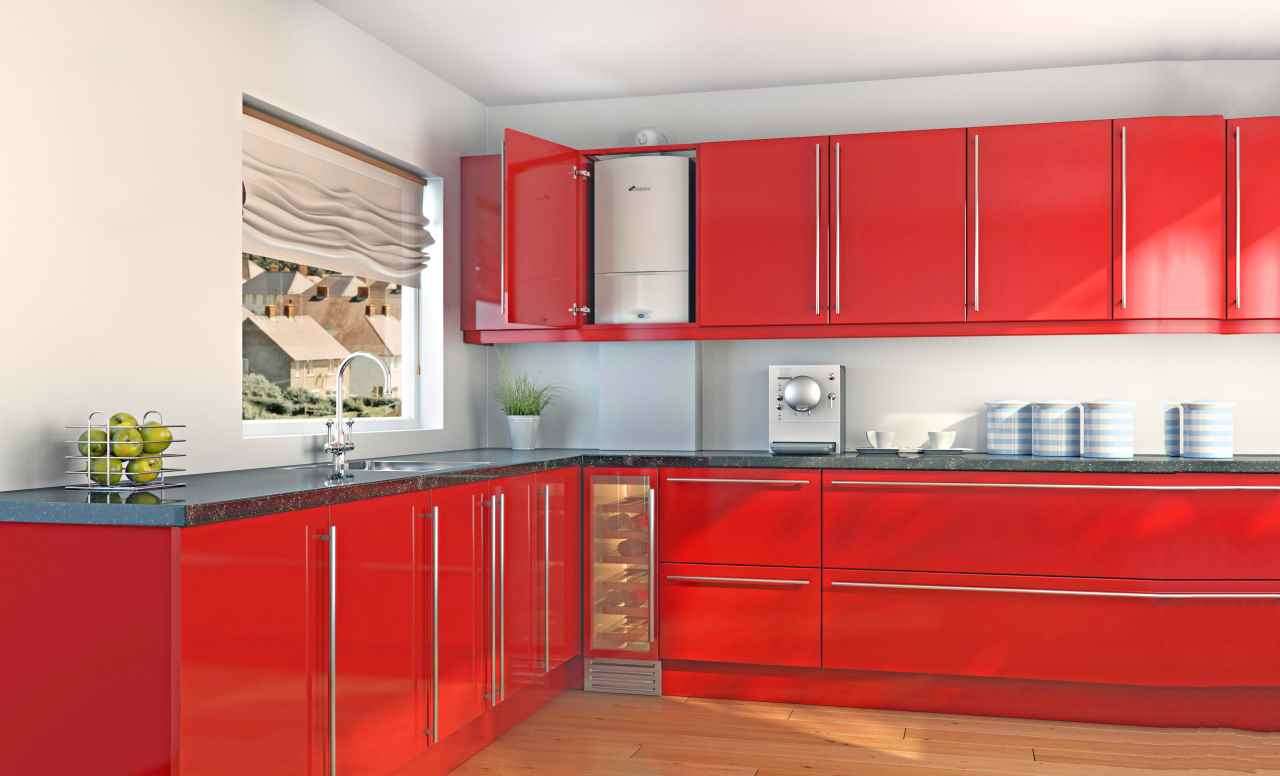 the idea of ​​an unusual style of kitchen with a geyser