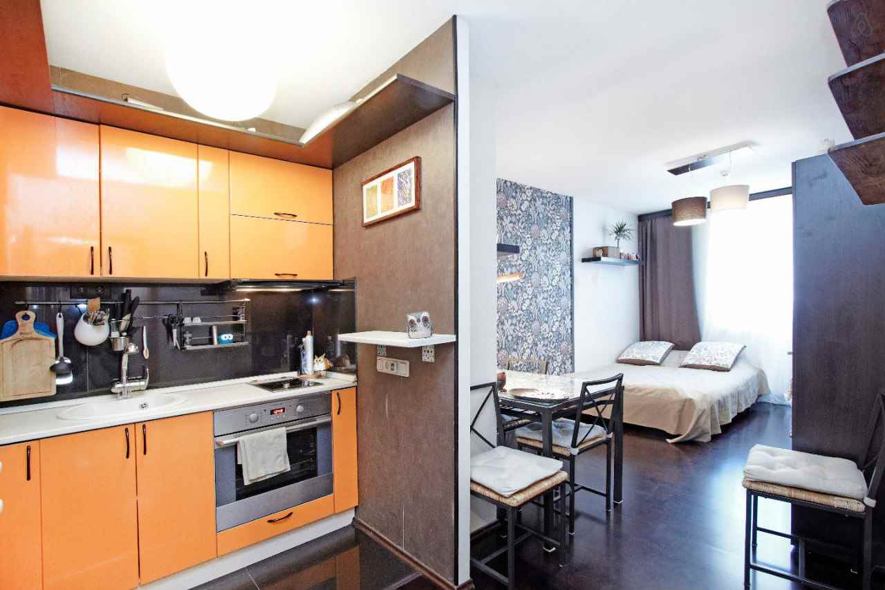 variant of the unusual style of a studio apartment of 26 square meters