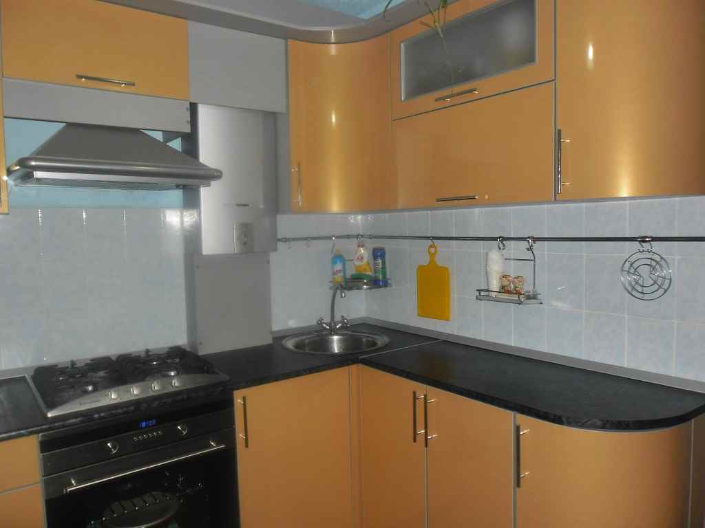 version of the bright decor of the kitchen with a gas column