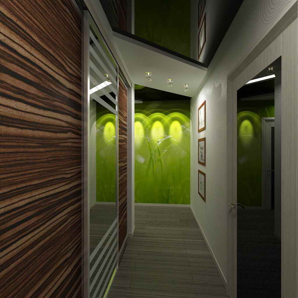 un esempio di un arredamento luminoso di un corridoio con specchi