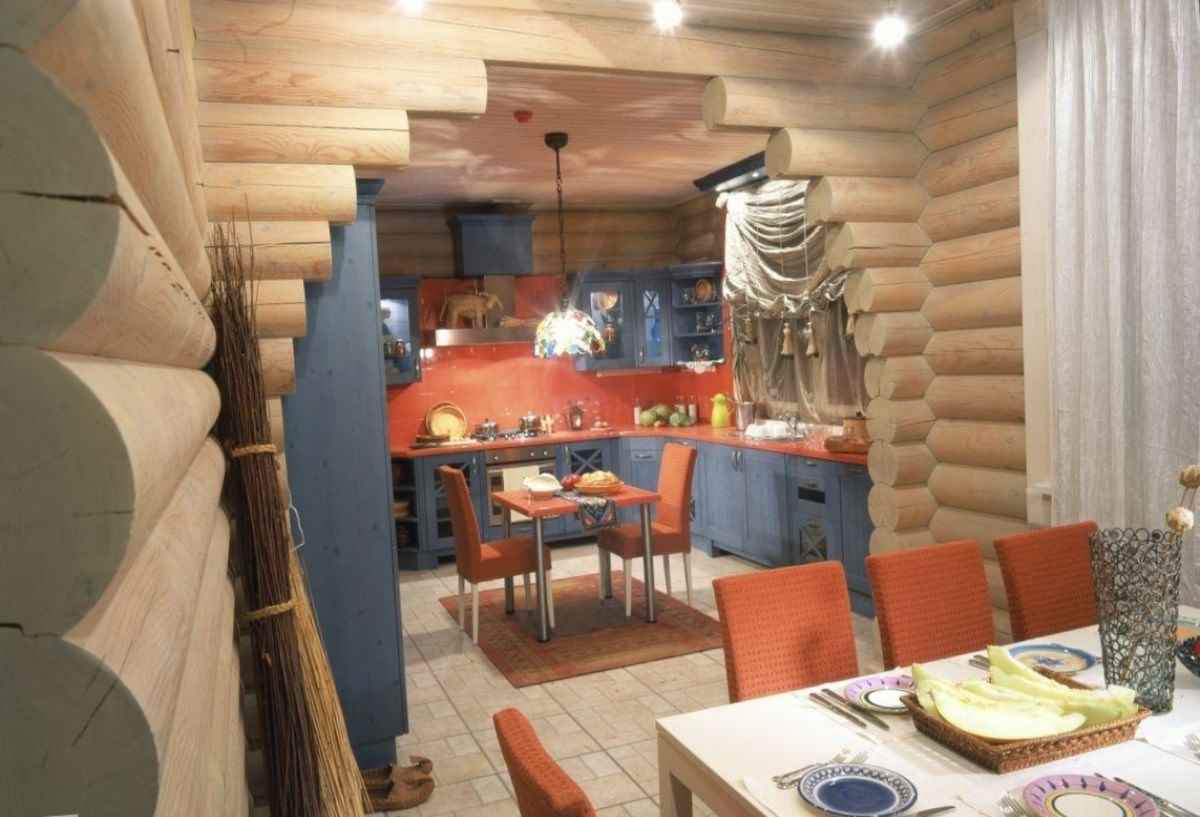 an example of a beautiful kitchen decor in a wooden house