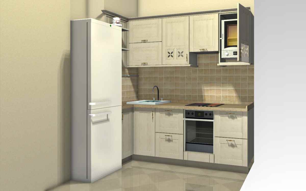 The idea of ​​a bright kitchen interior with a gas water heater