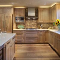example of a beautiful kitchen style in a wooden house photo