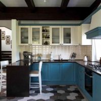 the idea of ​​a bright kitchen design in a country house photo