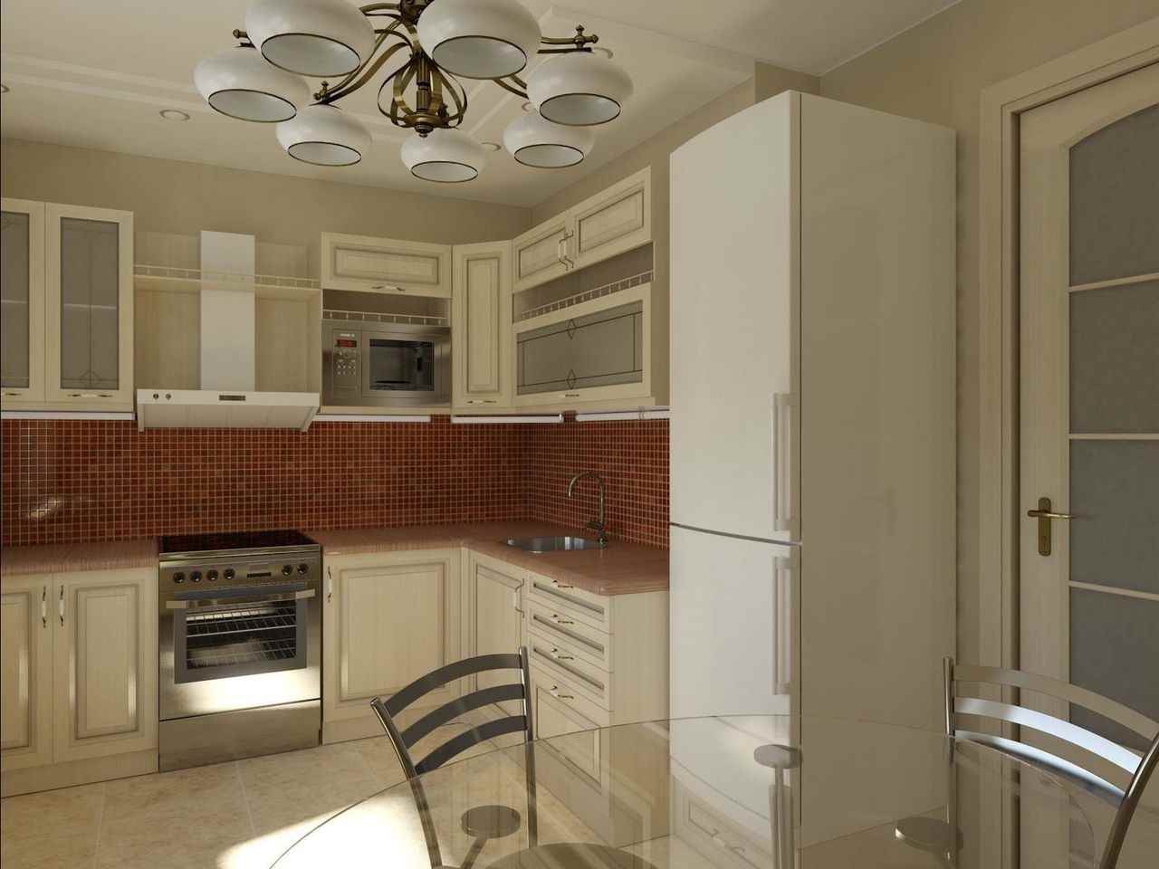 the idea of ​​a bright kitchen design of 11 sq.m