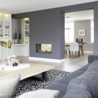room with gray walls