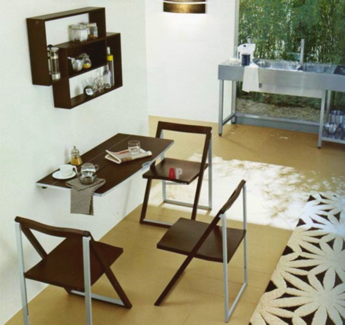 kitchen with folding chairs