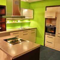 pastel furniture small-sized kitchen design