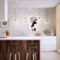 loft style kitchen design with breakfast bar