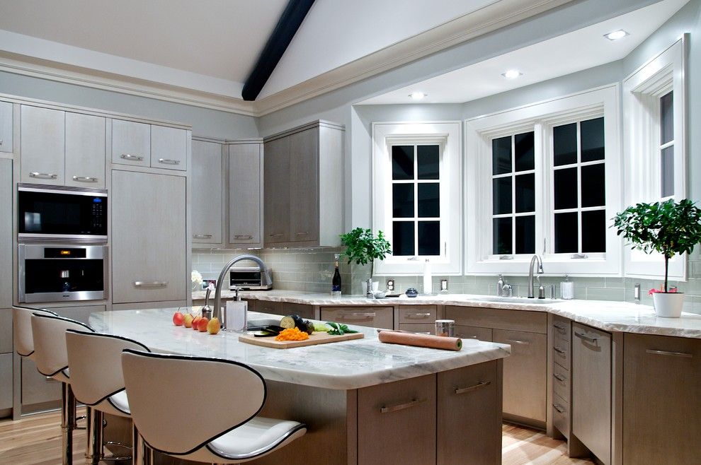 kitchen interior with bay window