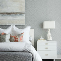 gray wallpaper bedroom
