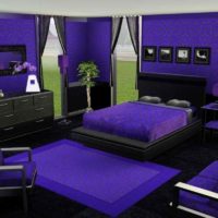 An example of applying a bright lilac color in the interior of the photo