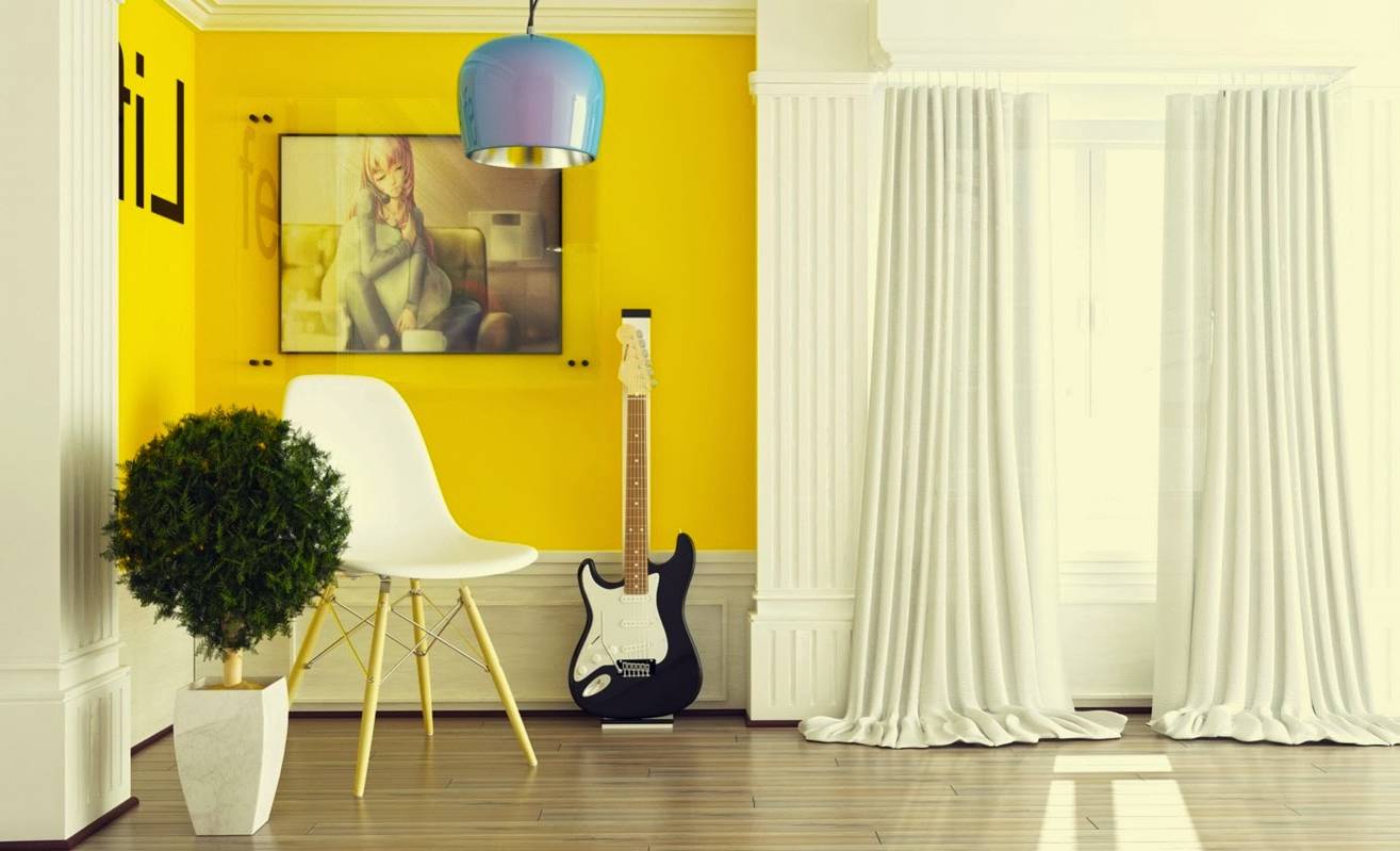An example of using light yellow in the decor of an apartment