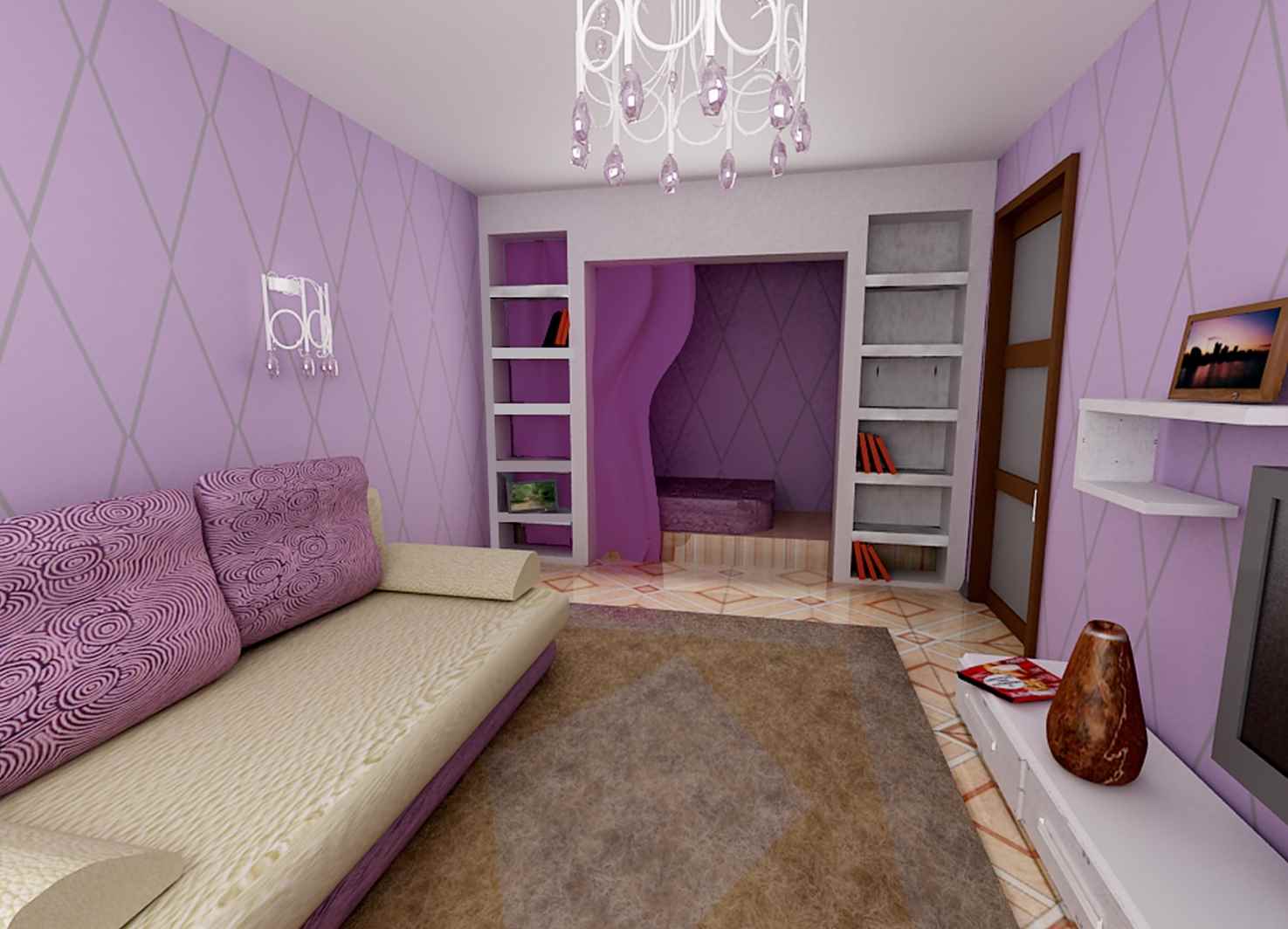 application of light lilac in the interior