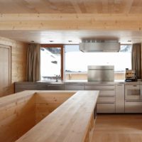 idea of ​​a light kitchen design in a wooden house picture