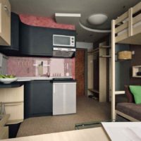 an example of a bright interior studio apartment 26 square meters picture