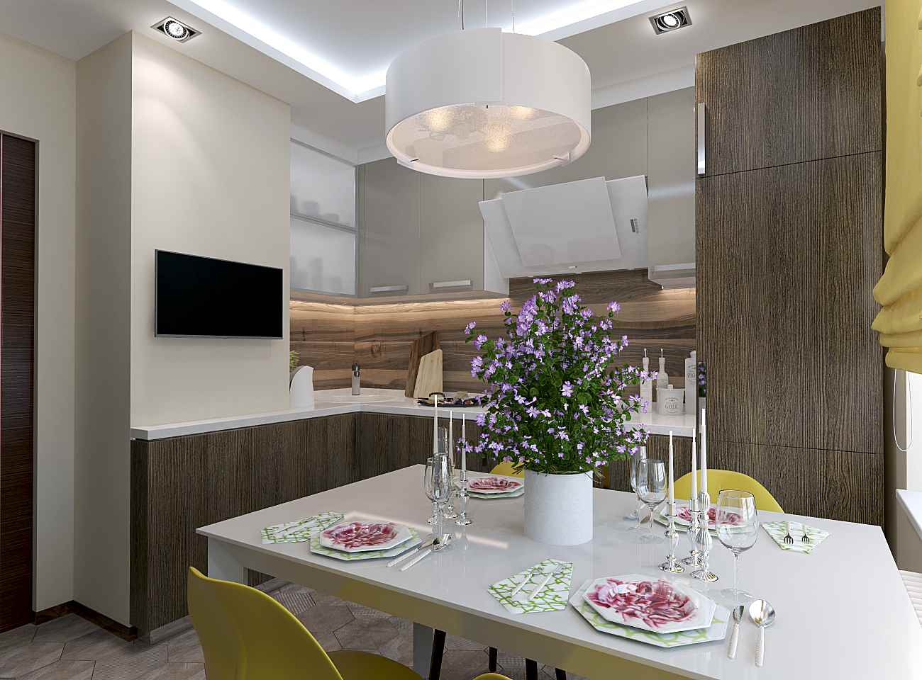 the idea of ​​a beautiful kitchen design of 10 sq.m. n series 44