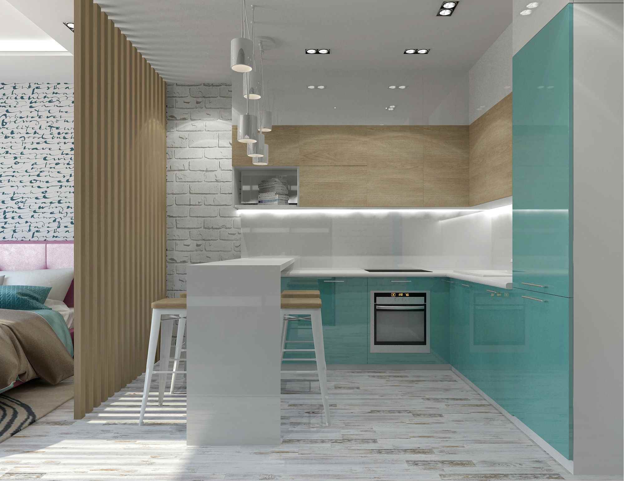 option of light design studio apartment 26 square meters