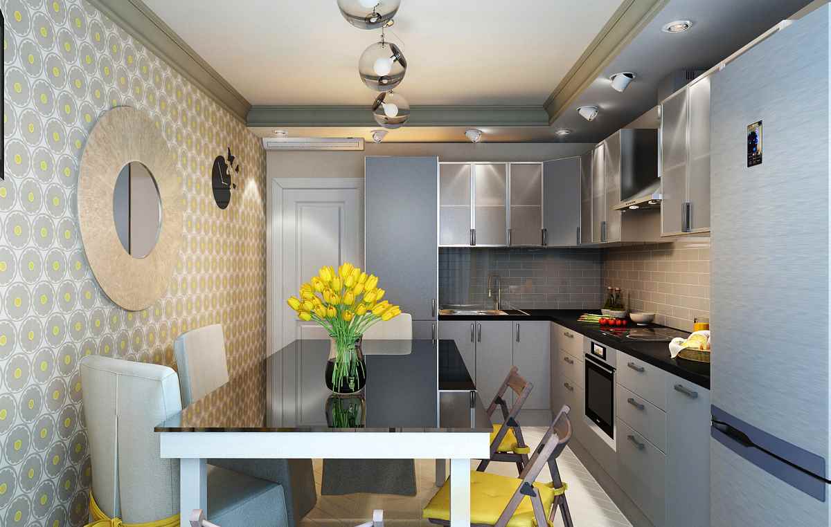 the idea of ​​a beautiful kitchen design 12 sq.m